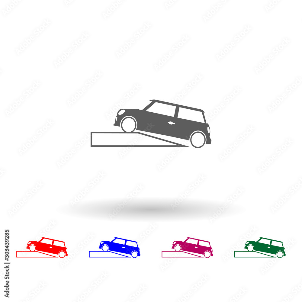Poster car on a lift multi color icon. simple glyph, flat vector of car repear icons for ui and ux, website