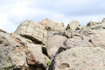 Fototapeta na wymiar Boulders at the base of Devils Tower