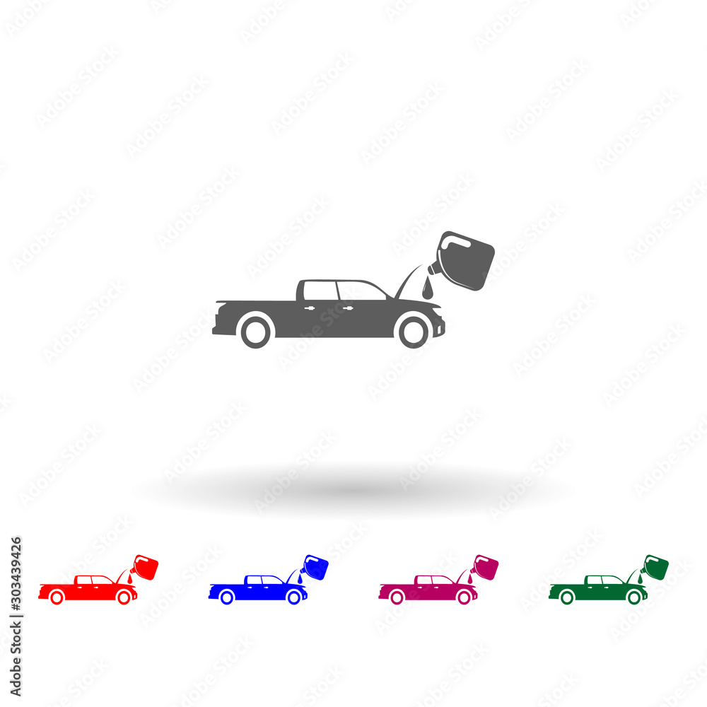 Poster oil change in the car multi color icon. simple glyph, flat vector of car repear icons for ui and ux,