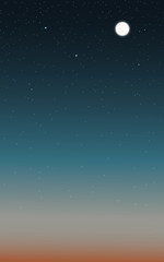 Night sky background. Moon and star on sky colorful. Vector illustration.