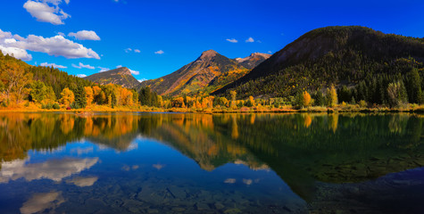 Fototapeta na wymiar Panoramic view of Beaver lake near Marble Colorado