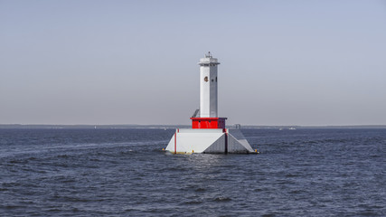 Round island passage light house in the middle of lake Huron near Mackinac Island, Michigan