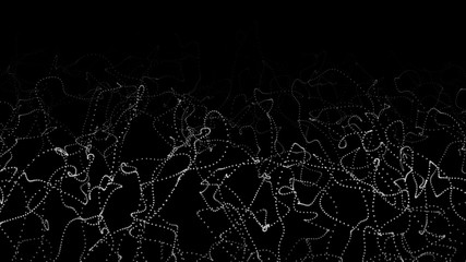 Abstract dynamic flying particles. Big data. Low poly shape. Shining particles. Futuristic background. Vector.