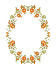 Tradition mughal motif, fantasy flowers in retro, vintage style. Element for design. Vector illustration. Isolated on white background..