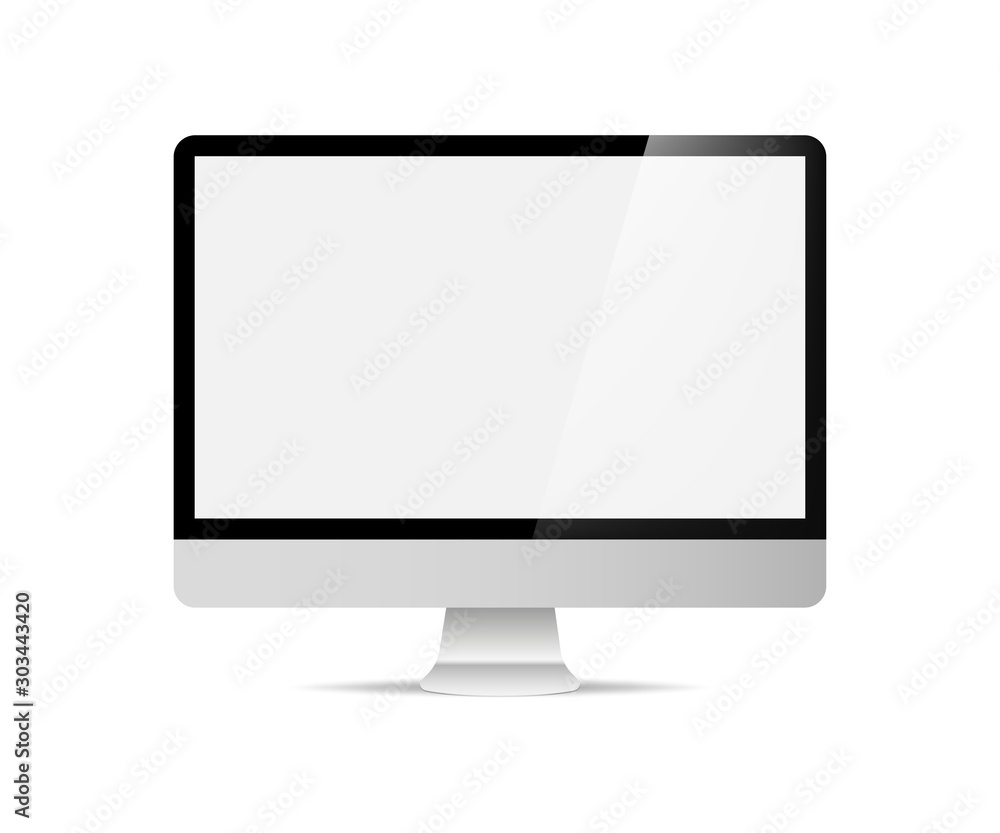 Poster Computer display isolated in realistic design on white background. Modern flat screen computer monitor.