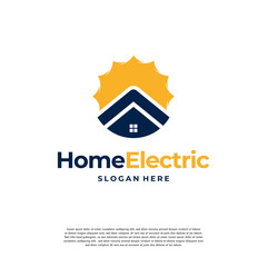 Home Electric logo designs, Solar energy logo designs concept vector