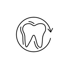 Dental care tooth arrow icon. Simple line, outline vector of dentistry icons for ui and ux, website or mobile application