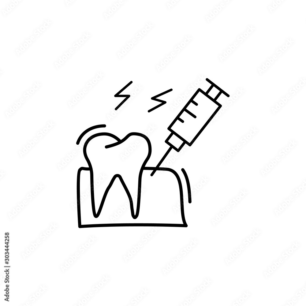 Poster anesthesia tooth injection icon. simple line, outline vector of dentistry icons for ui and ux, websi