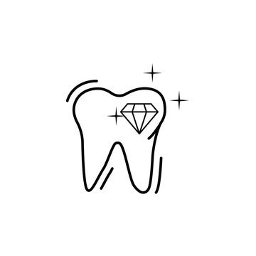 Tooth jeweler diamond icon. Simple line, outline vector of dentistry icons for ui and ux, website or mobile application