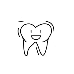 Cleaned tooth happy icon. Simple line, outline vector of dentistry icons for ui and ux, website or mobile application