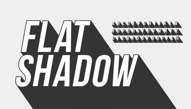 Vector of long shadow font and alphabet