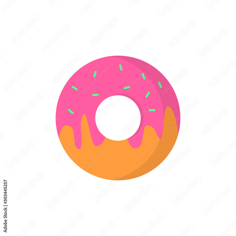 Poster donut glaze color icon. simple line, outline vector of fast foot icons for ui and ux, website or mob