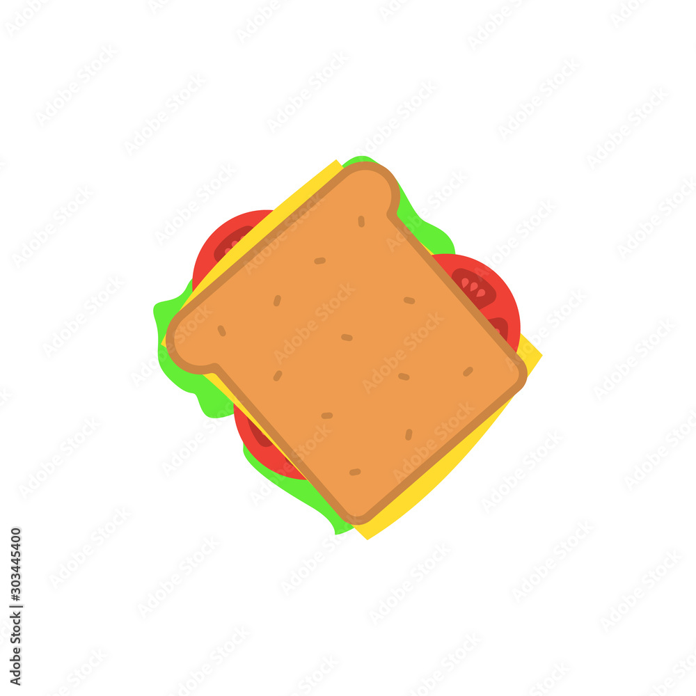 Poster sandwich tomato cheese color icon. simple line, outline vector of fast foot icons for ui and ux, web