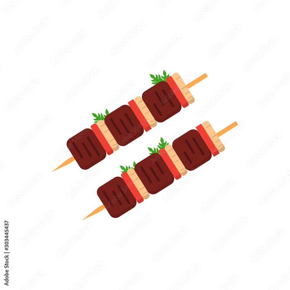 Aufkleber kebab meat color icon. simple line, outline vector of fast foot icons for ui and ux, website or mobi