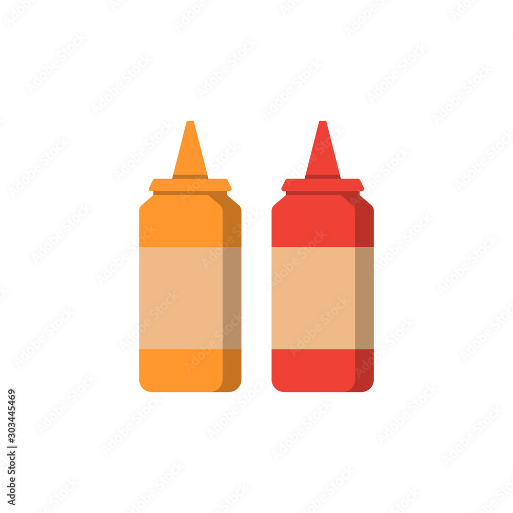 Poster ketchup mustard color icon. simple line, outline vector of fast foot icons for ui and ux, website or