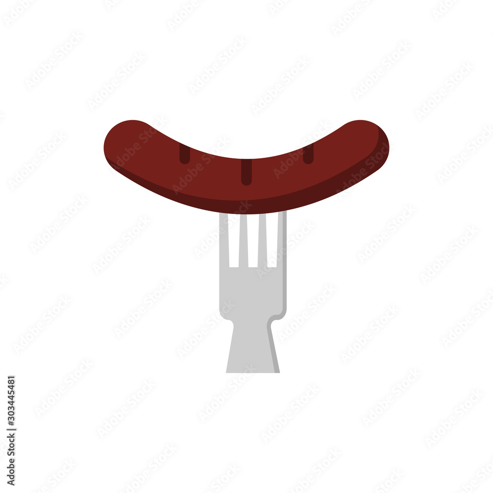 Poster sausage barbecue color icon. simple line, outline vector of fast foot icons for ui and ux, website o