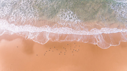 Aerial View of Waves and Beaches at Sunset Along the Great Ocean Road, Australia