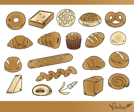 パンイラストセット 手書き線 グラデーション Stock Vector Adobe Stock