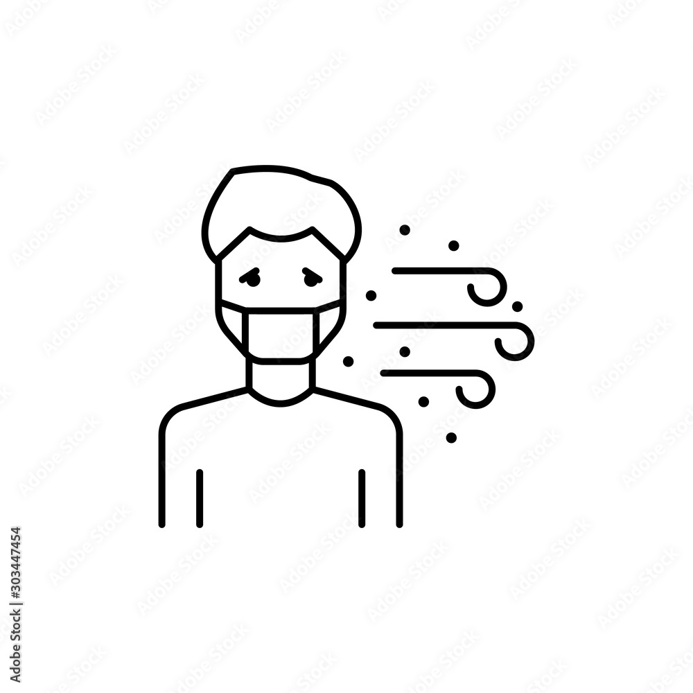 Poster man dust storm icon. simple line, outline vector of air pollution icons for ui and ux, website or mo