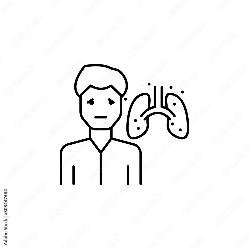 Poster man lungs organ icon. simple line, outline vector of air pollution icons for ui and ux, website or m