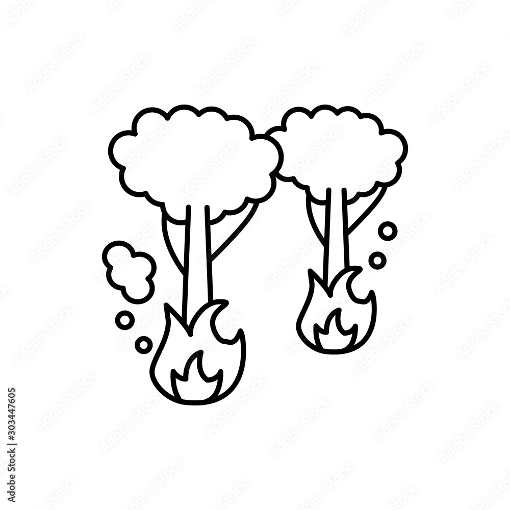 Poster trees fire smoke icon. simple line, outline vector of air pollution icons for ui and ux, website or 