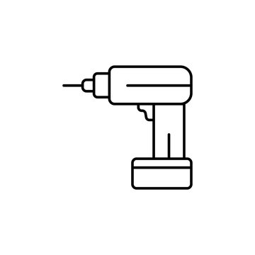 recommend clip art: Driller construction tool icon. Simple line, outline vector of construction tools icons for ui and ux, website or mobile application