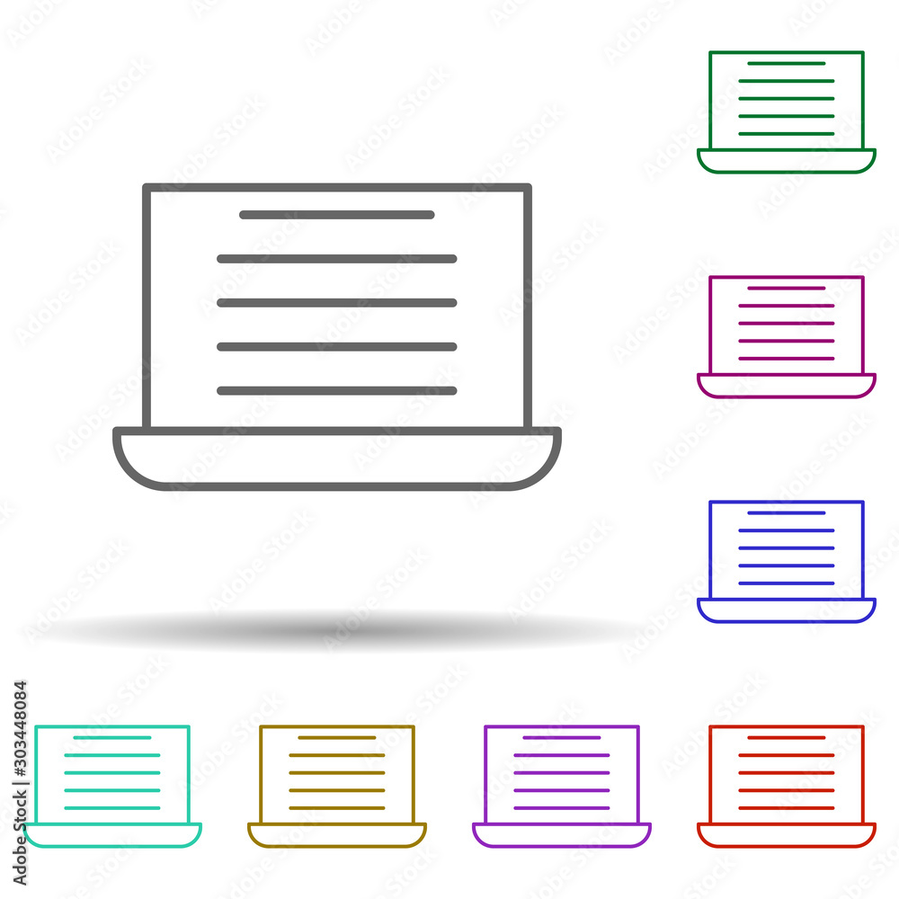 Poster editorial, laptop multi color icon. simple thin line, outline vector of editorial design icons for u