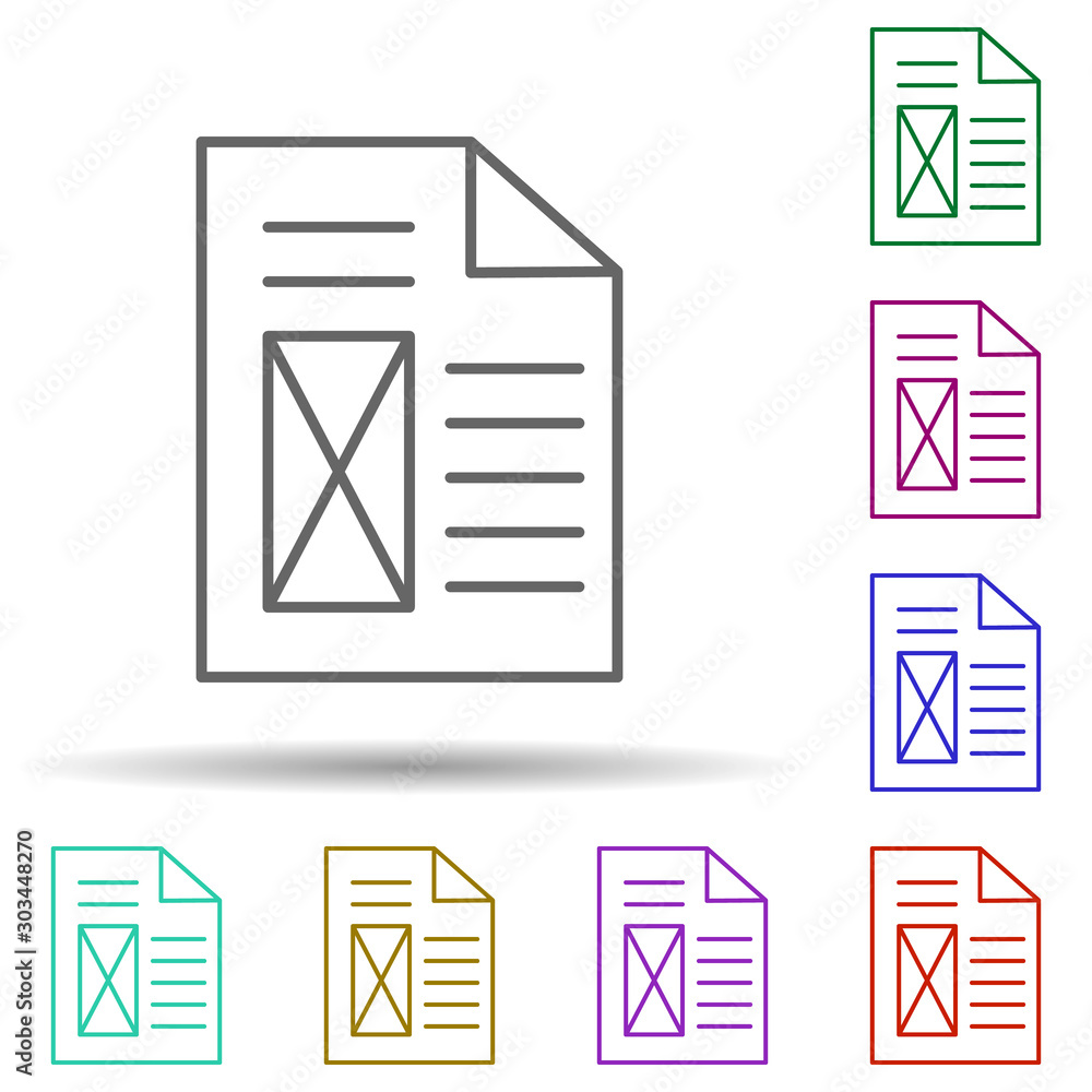 Poster editorial, page multi color icon. simple thin line, outline vector of editorial design icons for ui 