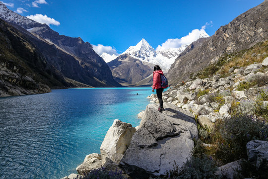 hiker in mountains