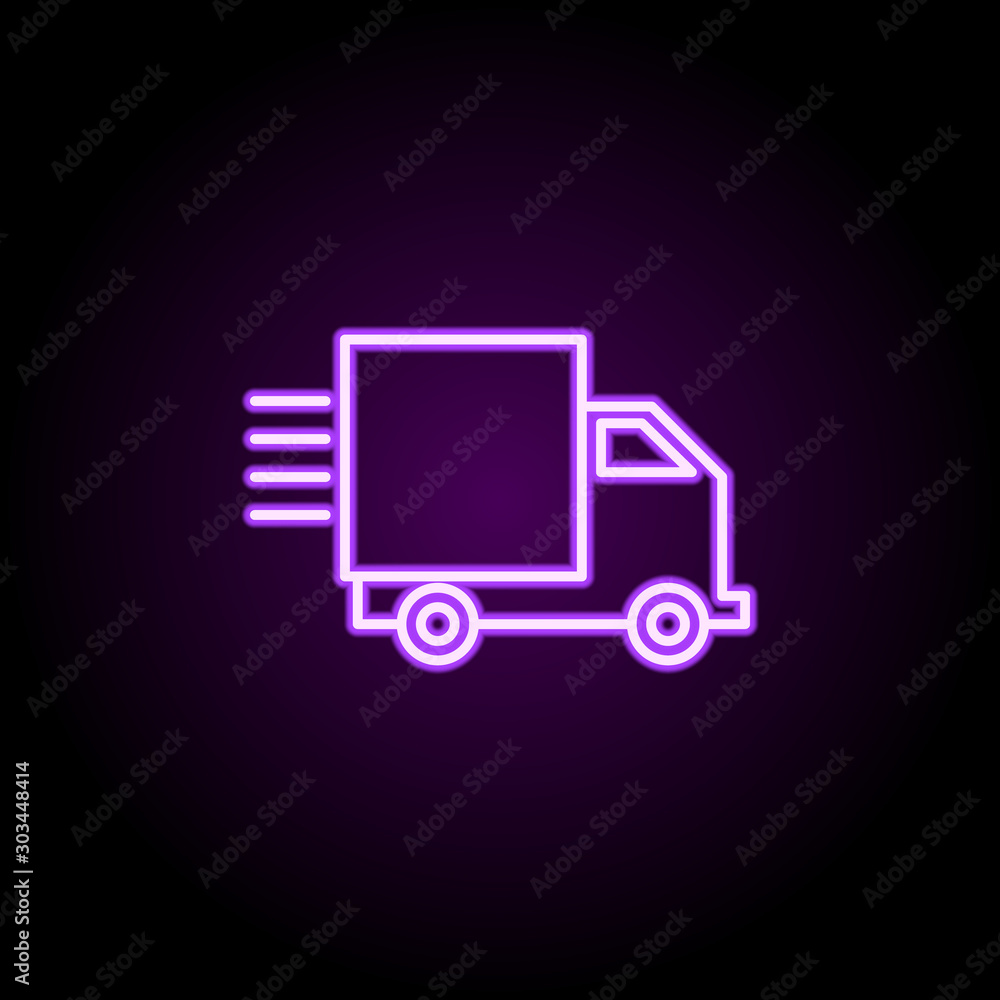 Poster fast delivery neon icon. simple thin line, outline vector of logistics icons for ui and ux, website 