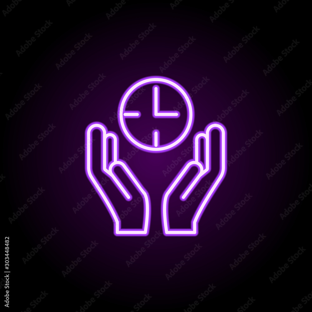 Poster time hands neon icon. simple thin line, outline vector of logistics icons for ui and ux, website or 