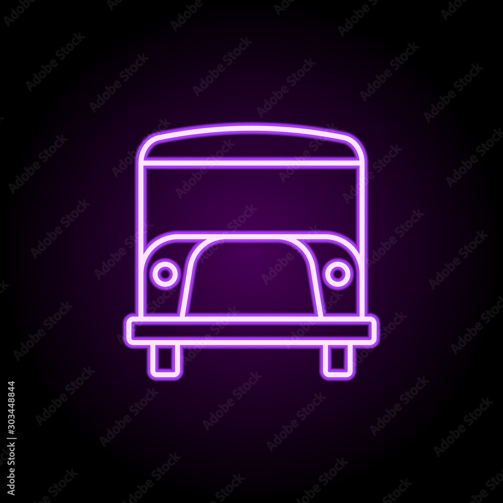 Poster school bus neon icon. simple thin line, outline vector of school icons for ui and ux, website or mob
