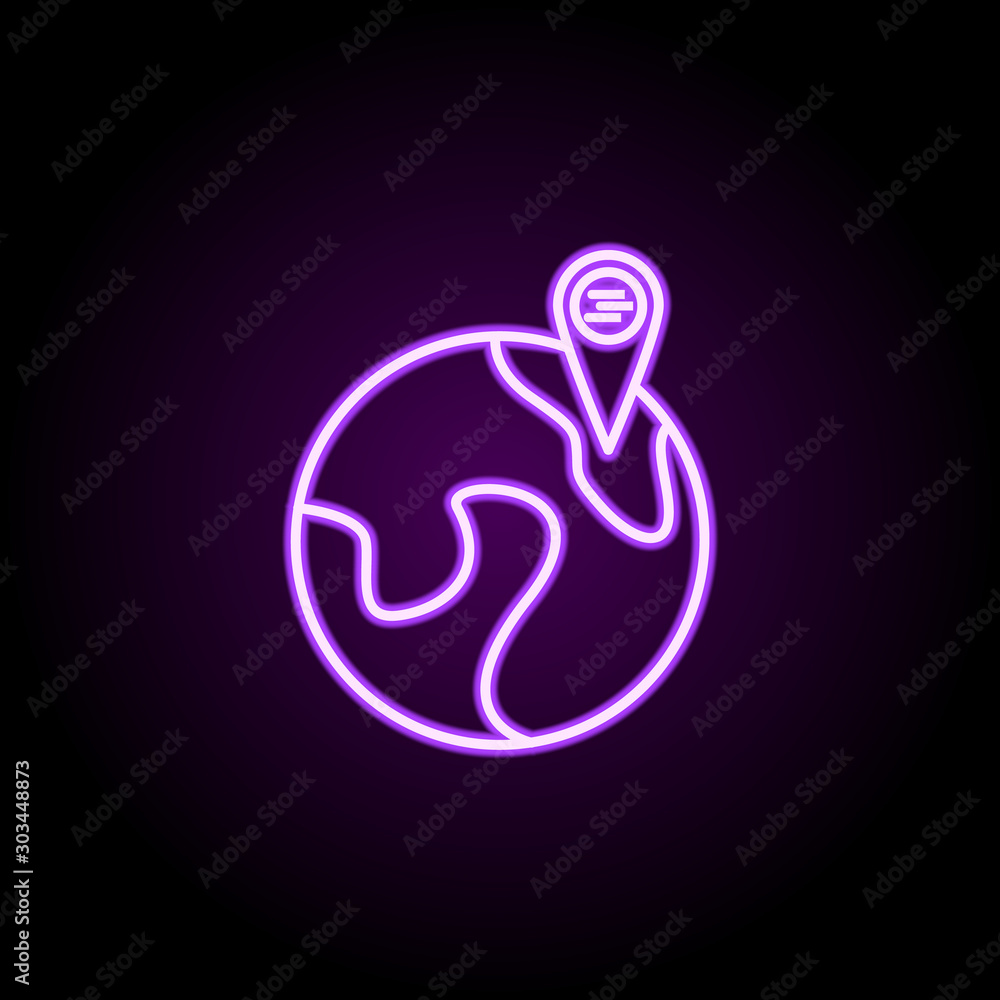 Poster pin geolocation university neon icon. simple thin line, outline vector of school icons for ui and ux