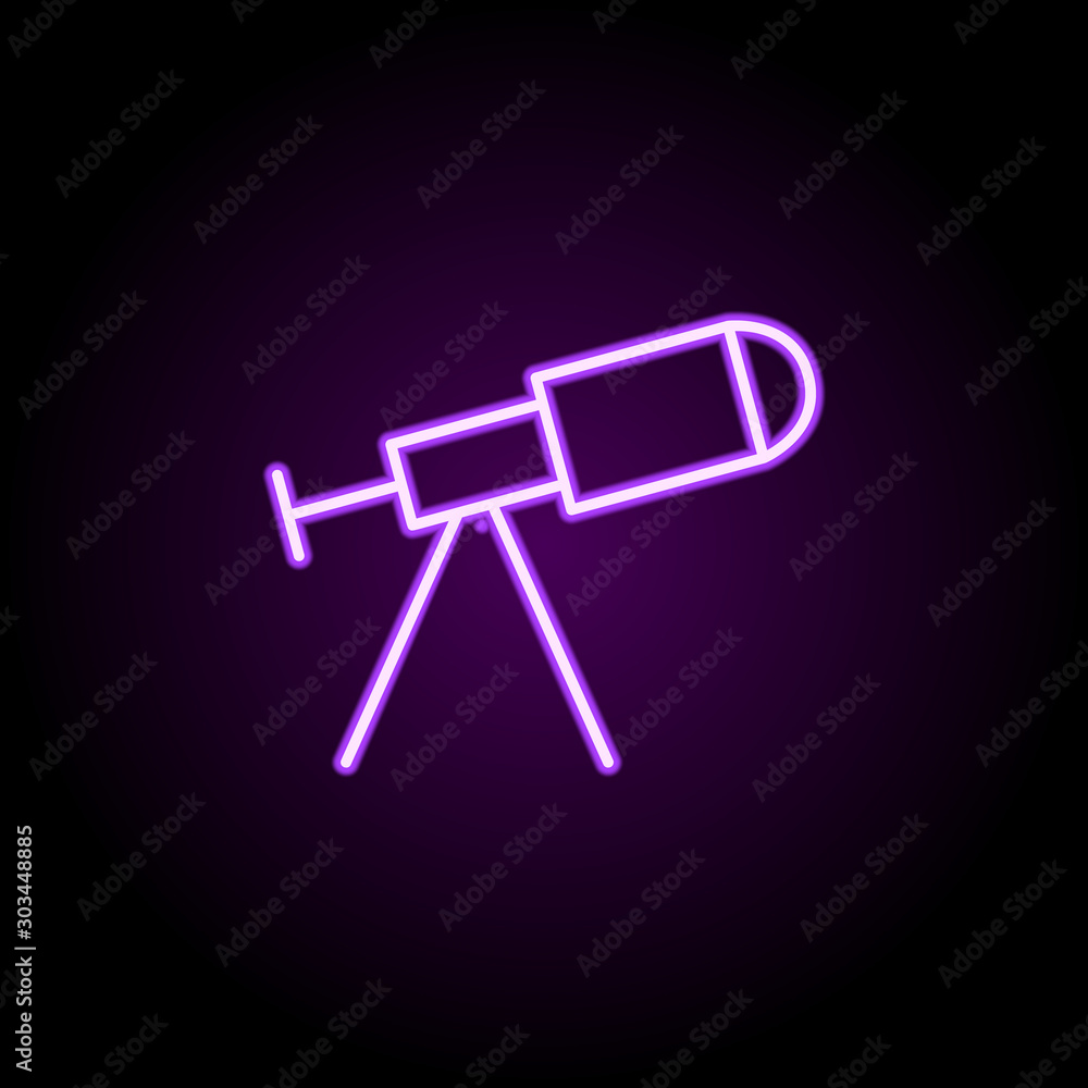Poster telescope neon icon. simple thin line, outline vector of school icons for ui and ux, website or mobi