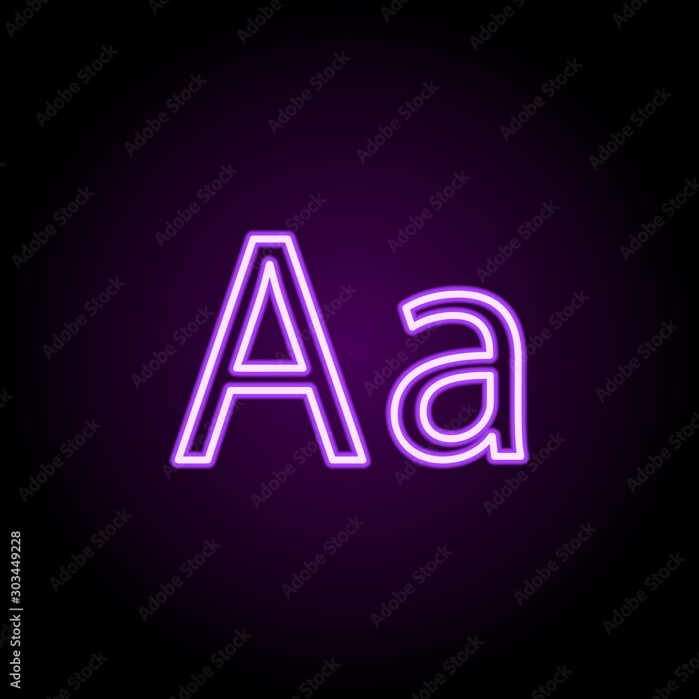 Poster abc letter a neon icon. simple thin line, outline vector of school icons for ui and ux, website or m