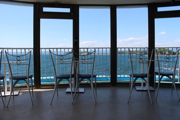 Chairs in a cafe near the ocean