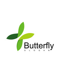 Green Butterfly Logo With Leaf Symbol