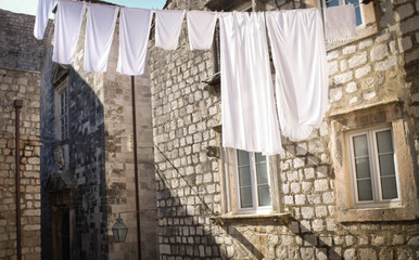 laundry drying on clothesline 