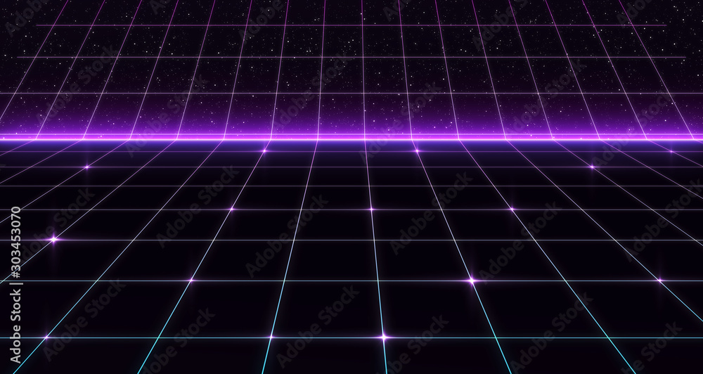 Canvas Prints retro sci-fi background futuristic grid landscape of the 80`s. digital cyber surface. suitable for d
