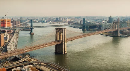 Abwaschbare Fototapete Manhattan- und Brooklyn-Brücken © Belikova Oksana