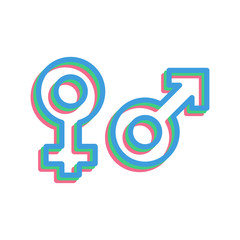 Male and Female gender icon, modern flat design color sign vector