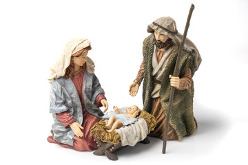 Holy Family: Virgin Mary, Saint Joseph, and Baby Jesus Ceramic Figurines	