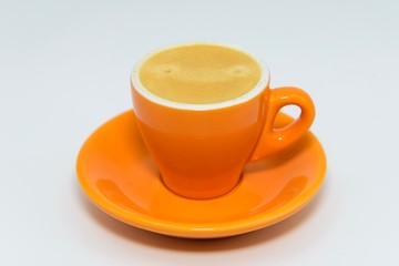 A cup of espresso coffee on white  background