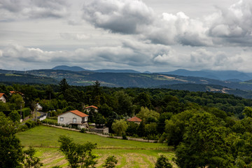 Fototapeta na wymiar Beautiful countryside landscape in France in summer.