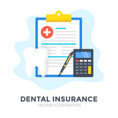 Dental insurance. Flat design. Claim form, dental benefits, health insurance concepts. Vector illustration