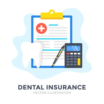 Dental Insurance. Flat Design. Claim Form, Dental Benefits, Health Insurance Concepts. Vector Illustration