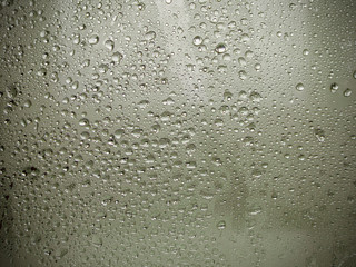 Frozen glass. Water drops