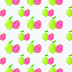 guava fruits seamless pattern for background. vector illustration.