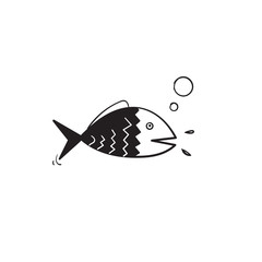 doodle fish illustration hand drawn style isolated