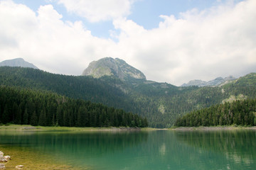 Naklejka na ściany i meble Black Lake, Zablijak, Montenegro. Glacial lake located on the Mount Durmitor within the Durmitor National Park, Montenegro